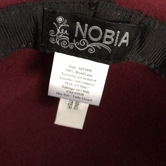Nobia 100% wool flowy round hat in wine - Picture 7 of 10